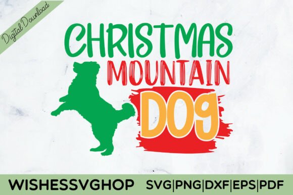 Christmas Mountain Dog SVG PNG Free