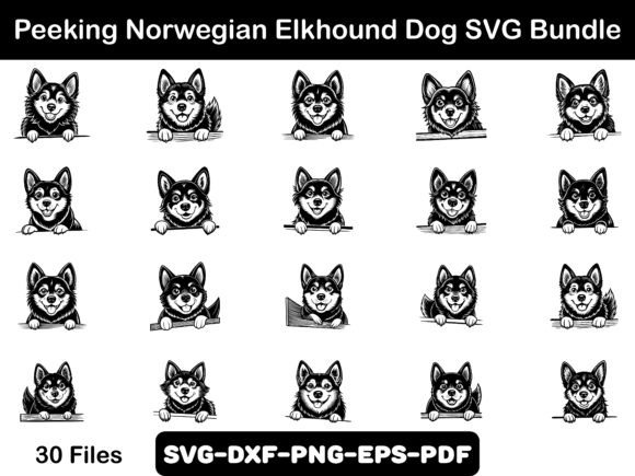 Peeking Norwegian Elkhound Dog SVG Review